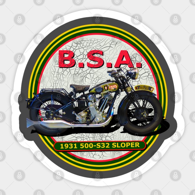 1931 500 S32 SLOPER MOTORCYCLE Sticker by MotorManiac